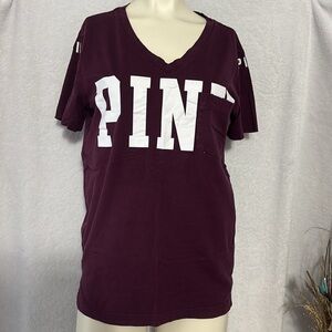 PINK Victoria's Secret V-Neck T-Shirt Pocket Tee‎ Casual Top XS